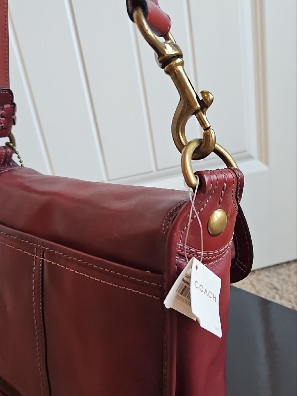 Coach 2007 Bleecker Large Flap Shoulder Bag Wine Tattersall 11419 NWT - Picture 8 of 15